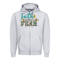 Heather Grey faith over fear with cross Zipper Hoodie - BarkalooDesign