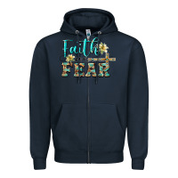 Navy faith over fear with cross Zipper Hoodie - BarkalooDesign