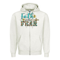 Oatmeal Heather faith over fear with cross Zipper Hoodie - BarkalooDesign