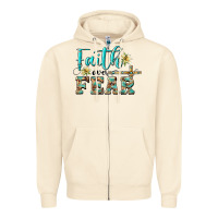 Sandshell faith over fear with cross Zipper Hoodie - BarkalooDesign