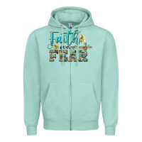 Seafoam faith over fear with cross Zipper Hoodie - BarkalooDesign