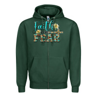 Sports Green faith over fear with cross Zipper Hoodie - BarkalooDesign