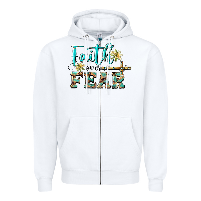 Faith Over Fear With Cross Zipper Hoodie by BarkalooDesign | Teevron