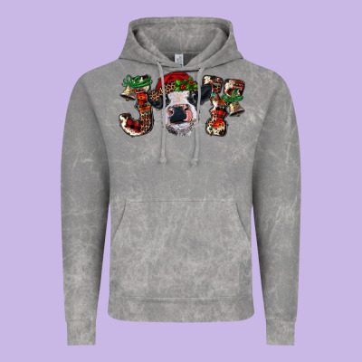 Christmas Joy With Heifer Cow Vintage Hoodie Designed By Ranaportraitstore