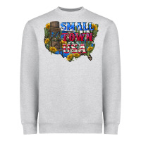 Heather Grey Small town usa 4th of july Heavyweight Sweatshirt - CowGirlArtShop