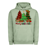 Pigment Oil Green merry christmas trees Urban Hoodie - NancyCooperArtShop