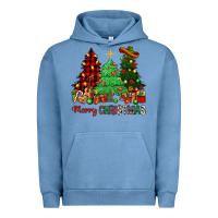 Pigment Pebble Blue merry christmas trees Urban Hoodie - NancyCooperArtShop