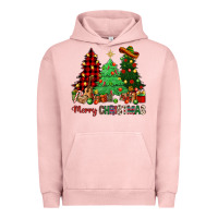 Pigment Salmon merry christmas trees Urban Hoodie - NancyCooperArtShop