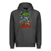 Charcoal Heather merry christmas velociraptor Premium Hoodie - LillyAllenDesigns