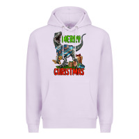 Lilac merry christmas velociraptor Premium Hoodie - LillyAllenDesigns