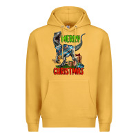 Mustard merry christmas velociraptor Premium Hoodie - LillyAllenDesigns