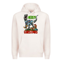 Pale Pink merry christmas velociraptor Premium Hoodie - LillyAllenDesigns