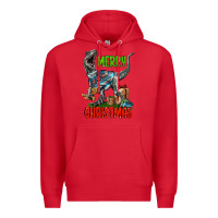Red merry christmas velociraptor Premium Hoodie - LillyAllenDesigns