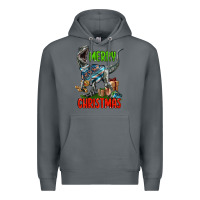 Rock merry christmas velociraptor Premium Hoodie - LillyAllenDesigns