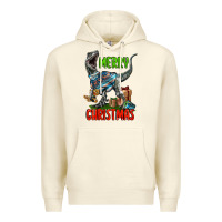 Sandshell merry christmas velociraptor Premium Hoodie - LillyAllenDesigns