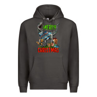 Smoke merry christmas velociraptor Premium Hoodie - LillyAllenDesigns