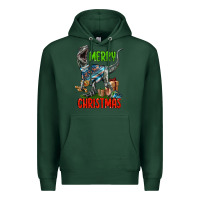 Sports Green merry christmas velociraptor Premium Hoodie - LillyAllenDesigns