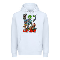 White merry christmas velociraptor Premium Hoodie - LillyAllenDesigns