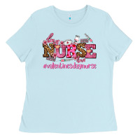 Baby Blue nurse with valentines day element Ladies Tee - AdoDesignShop