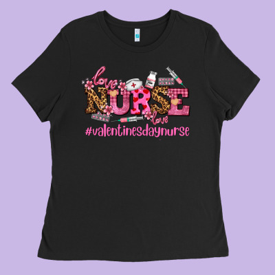 Nurse With Valentines Day Element Ladies Tee Designed By Adodesignshop