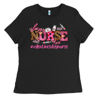 Black nurse with valentines day element Ladies Tee - AdoDesignShop