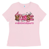 Bubblegum Pink nurse with valentines day element Ladies Tee - AdoDesignShop