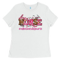 White nurse with valentines day element Ladies Tee - AdoDesignShop
