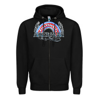 Black American rainbow Zipper Hoodie - NancyCooperArtShop