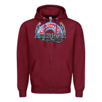 Burgundy American rainbow Zipper Hoodie - NancyCooperArtShop