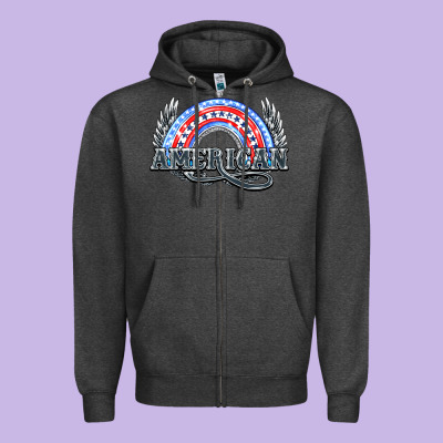 American Rainbow Zipper Hoodie Designed By Nancycooperartshop