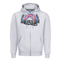 Heather Grey American rainbow Zipper Hoodie - NancyCooperArtShop