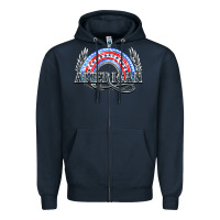 Navy American rainbow Zipper Hoodie - NancyCooperArtShop