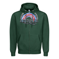 Sports Green American rainbow Zipper Hoodie - NancyCooperArtShop
