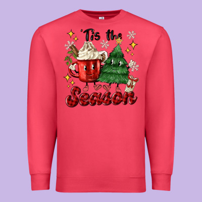 'tis The Season With Christmas Tree And Hot Cocoa Premium Sweatshirt Designed By Maliassmallbusiness