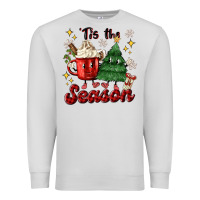 Dove Grey 'tis the season with christmas tree and hot cocoa Premium Sweatshirt - MaliasSmallBusiness