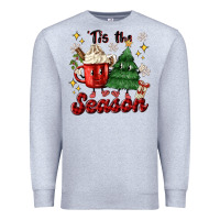 Heather Grey 'tis the season with christmas tree and hot cocoa Premium Sweatshirt - MaliasSmallBusiness
