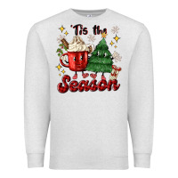 Oatmeal Heather 'tis the season with christmas tree and hot cocoa Premium Sweatshirt - MaliasSmallBusiness