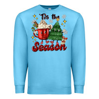 Ocean Blue 'tis the season with christmas tree and hot cocoa Premium Sweatshirt - MaliasSmallBusiness