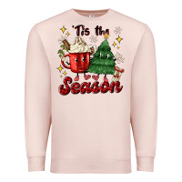 Pale Pink 'tis the season with christmas tree and hot cocoa Premium Sweatshirt - MaliasSmallBusiness