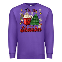Purple 'tis the season with christmas tree and hot cocoa Premium Sweatshirt - MaliasSmallBusiness