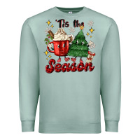 Seafoam 'tis the season with christmas tree and hot cocoa Premium Sweatshirt - MaliasSmallBusiness