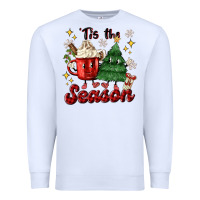 White 'tis the season with christmas tree and hot cocoa Premium Sweatshirt - MaliasSmallBusiness