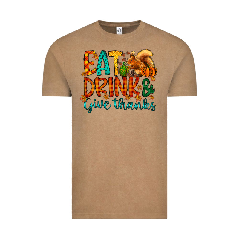 Eat Drink Give Thanks Vintage Tee by CowhideDigitalArt | Teevron