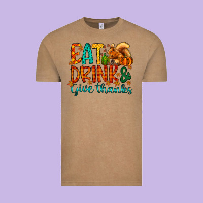 Eat Drink Give Thanks Vintage Tee Designed By Cowhidedigitalart