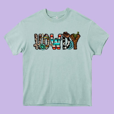 Howdy Heavy Core Tee Designed By Cowhidedigitalart
