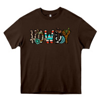 Chocolate Brown howdy Heavy Core Tee - CowhideDigitalArt