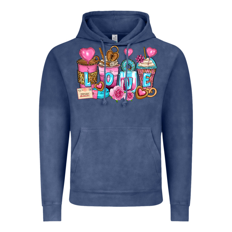 Valentine's Day Coffee Cups Vintage Hoodie by Zillion Design Studio | Teevron