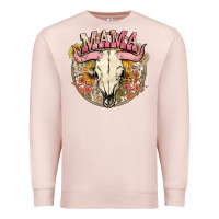 Pale Pink bullskull mama Premium Sweatshirt - NancyCooperArtShop