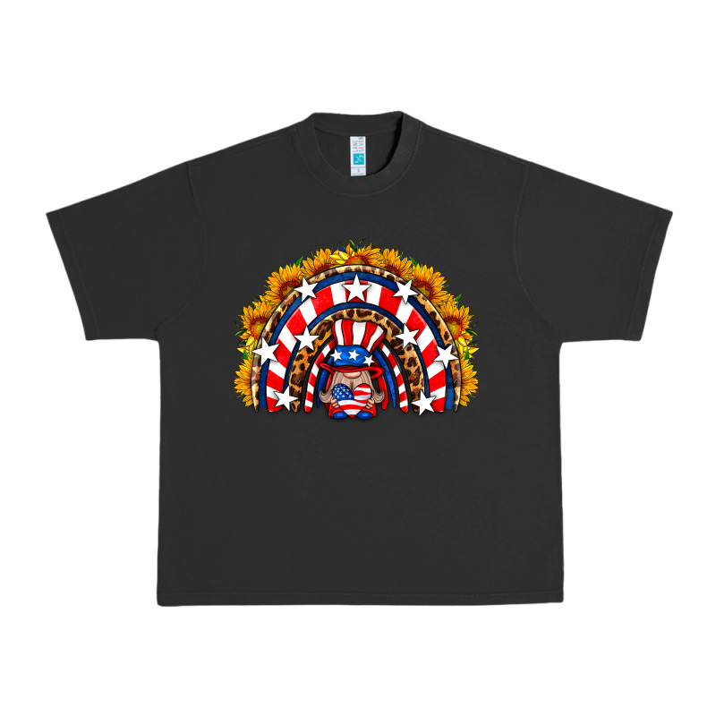 Usa Gnome Sunflower Rainbow Urban Heavy Tee by HRA Design Shop | Teevron