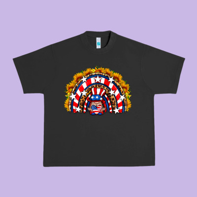 Usa Gnome Sunflower Rainbow Urban Heavy Tee Designed By Hra Design Shop